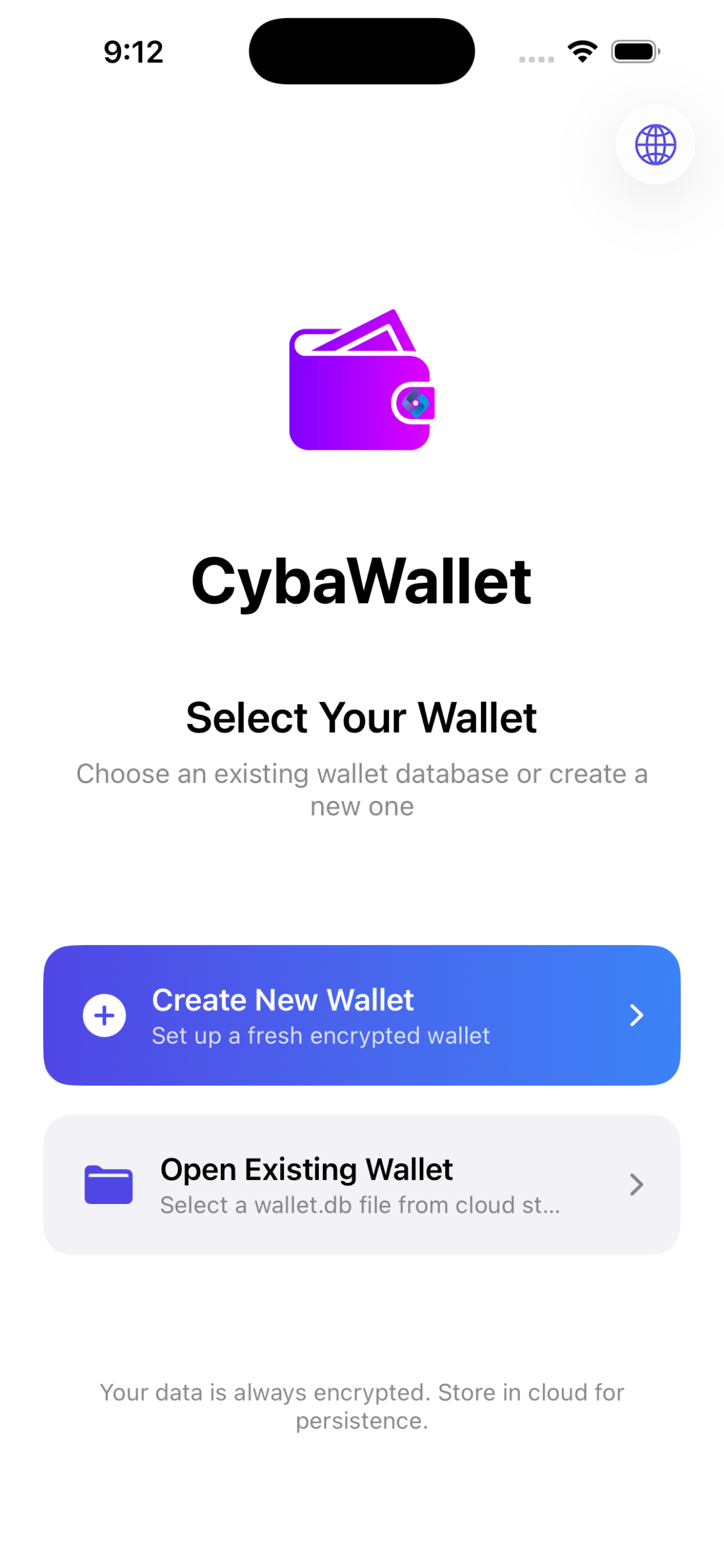 Switch wallet screen